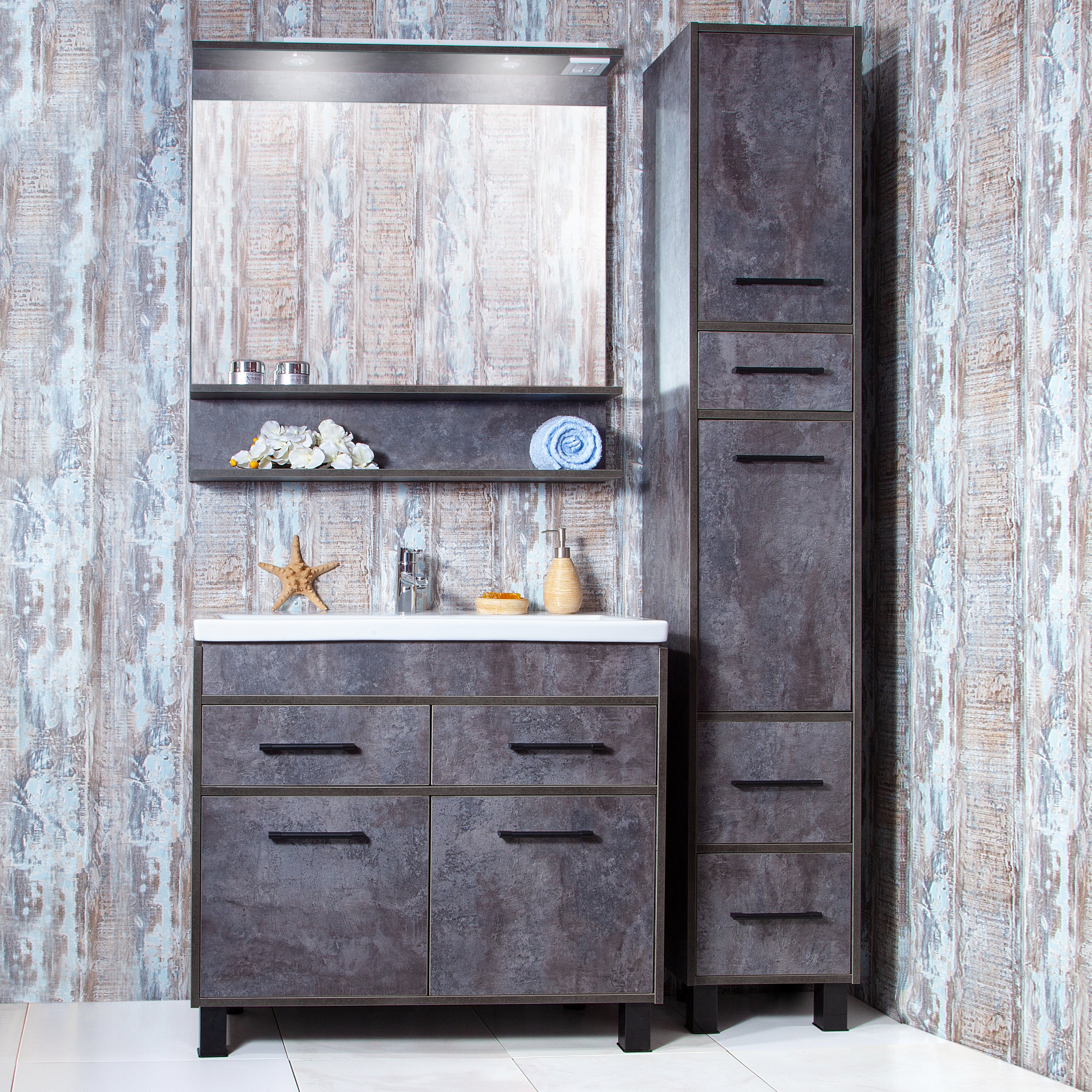 Мебель для ванной Бриклаер Чили 90 цемент - 0