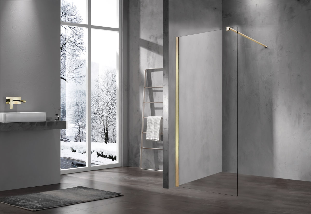 Душевая перегородка Vincea Walk-In 70х200 профиль золото стекло прозрачное  VSW-1H700CLG - 1