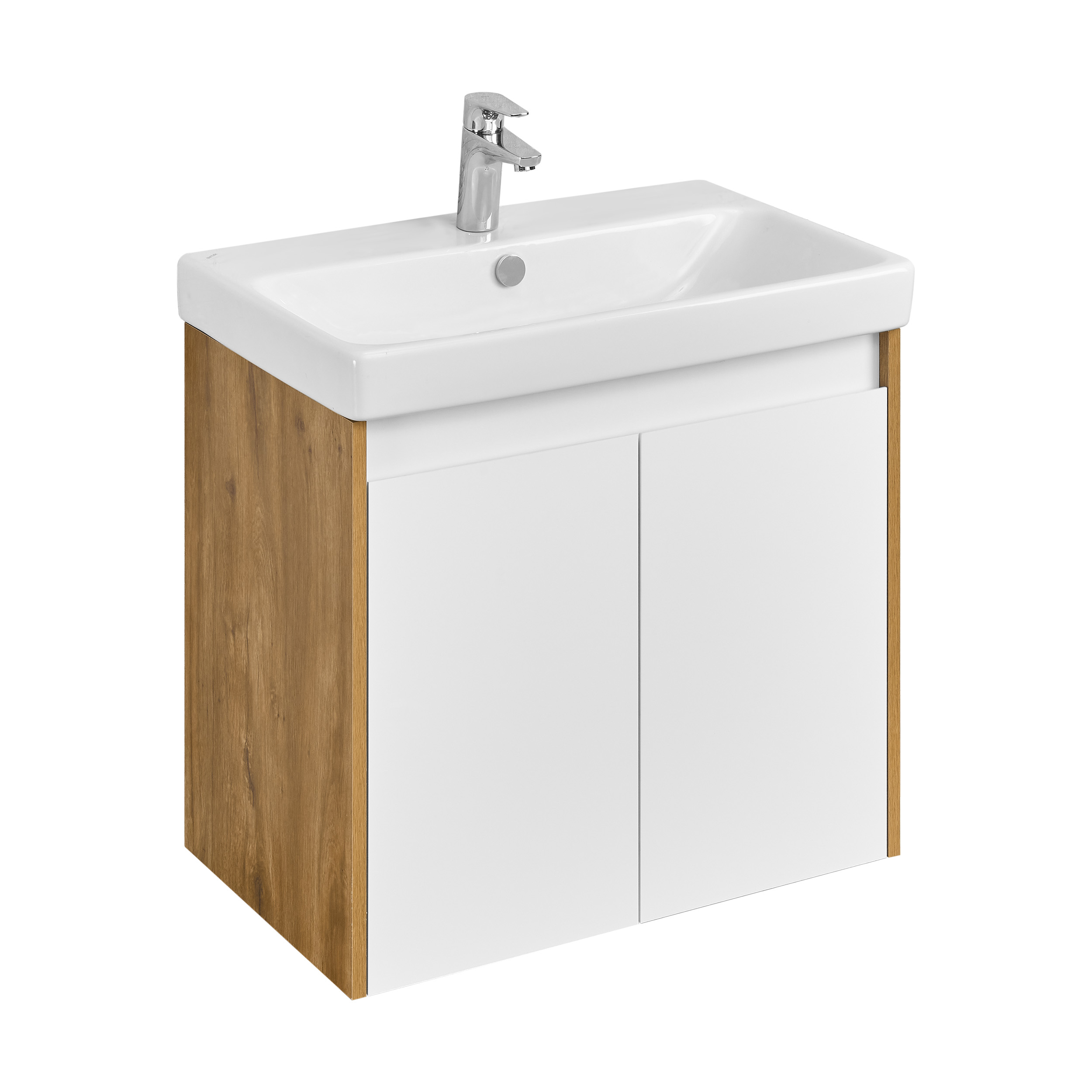 Тумба под раковину Aquaton Сканди Doors 70 белый - светлое дерево 1A278901SDZ90 - 1