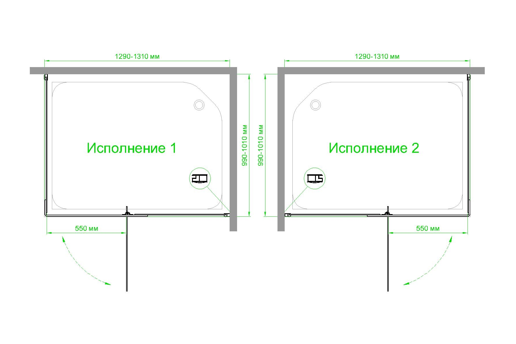 Душевой уголок Royal Bath HPVD 130х100 профиль черный стекло матовое RB1130HPVD-C-BL - 3