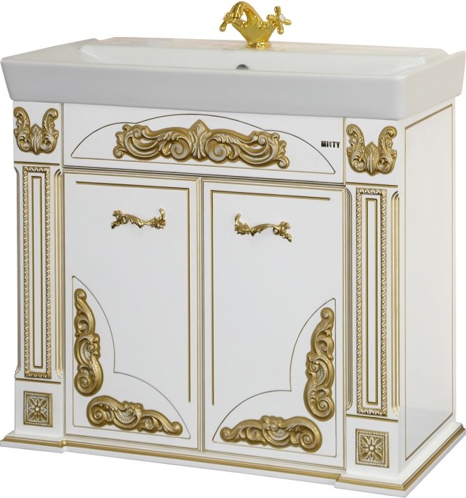Тумба для комплекта Misty Барокко 100 белая, патина Л-Бар01100-013Пр - 2