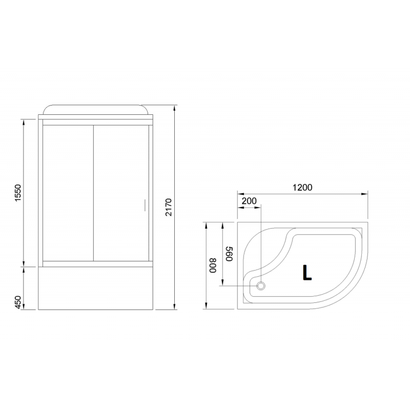 Душевая кабина Royal Bath 120х80 левая хром стекло прозрачное с гидромассажем RB8120BK2-T-CH-L-EL - 1