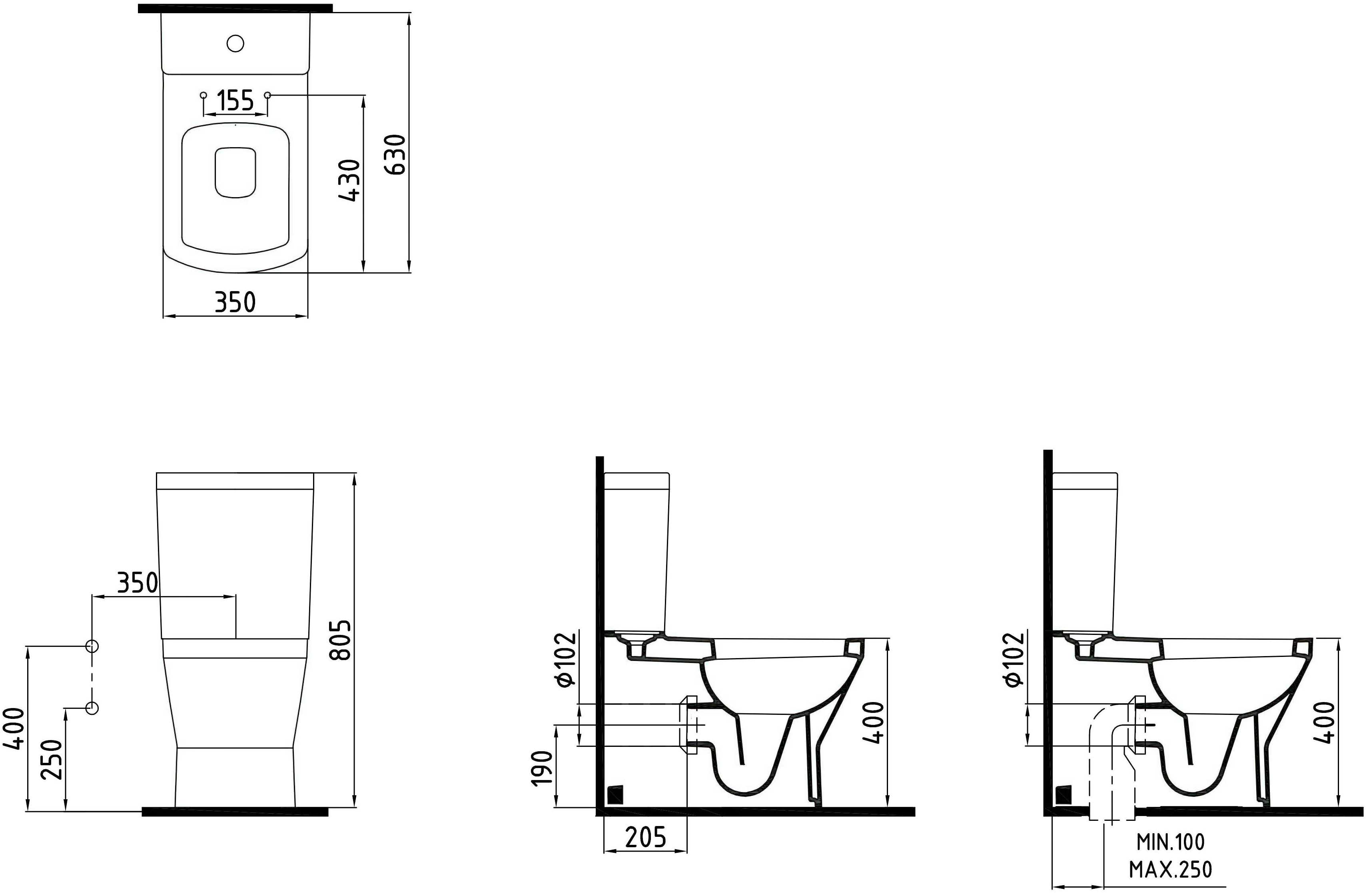 Унитаз-компакт Bien Neptun NPKD06301VE0W5SZ0 с функцией биде, встроенным смесителем - 1