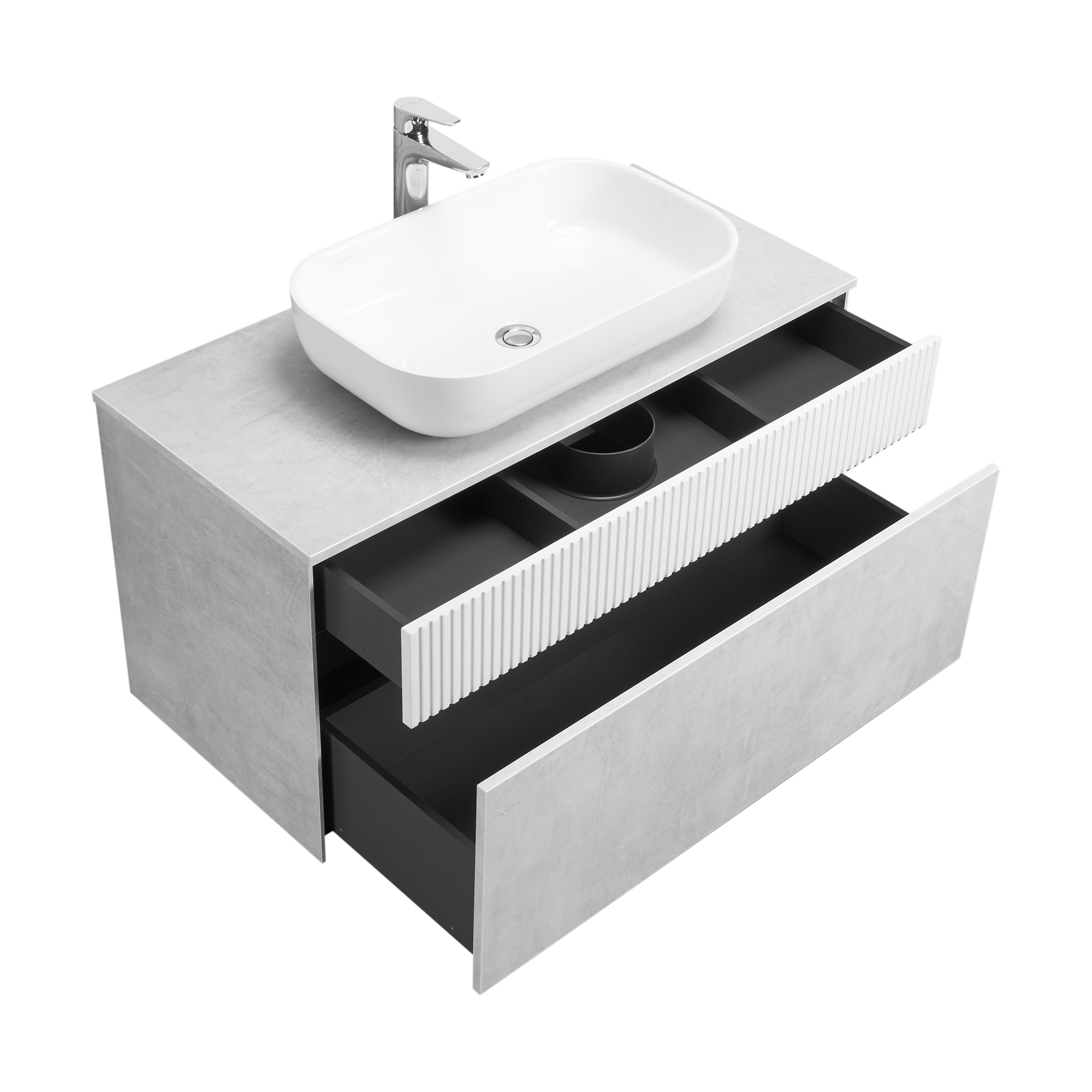 Тумба под раковину Aquaton Марбл 100 белый-серый 1A276301MH4C0 - 1