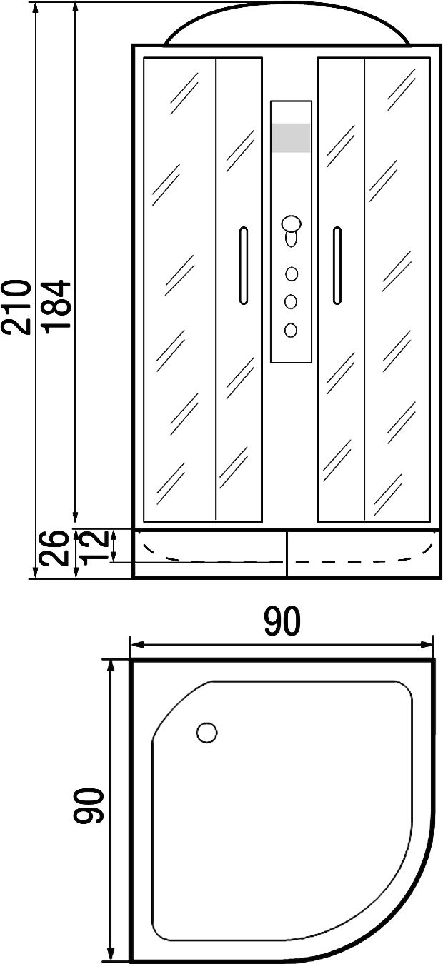 Душевая кабина с поддоном River Dunay 90/24 MT  10000002231 - 2