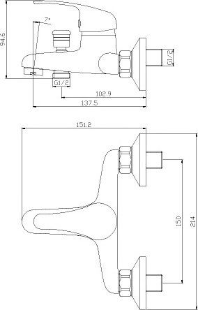 Смеситель для ванны Rossinka  хром  Y35-31 - 1