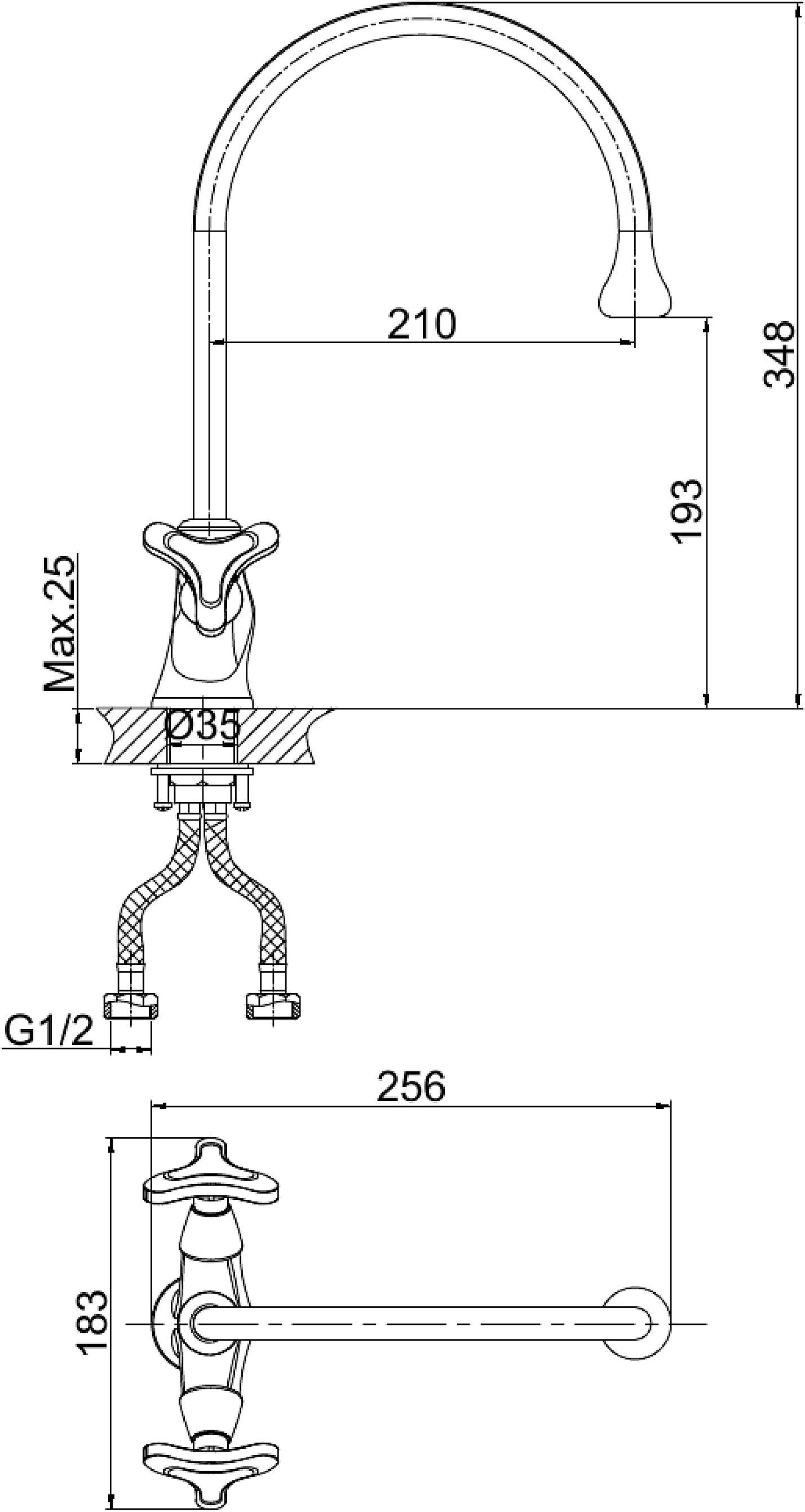 Смеситель для кухонной мойки D&K DA138  DA1382441 - 3