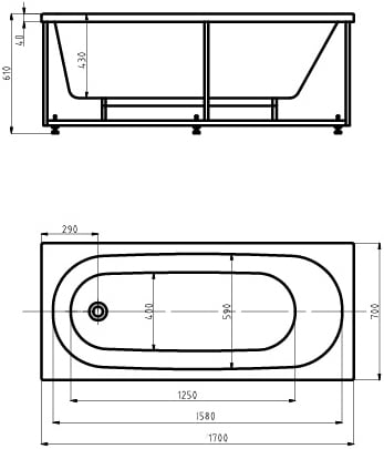 Акриловая ванна Акватек Оберон 170x70 слив слева OBR170-0000026 - 3