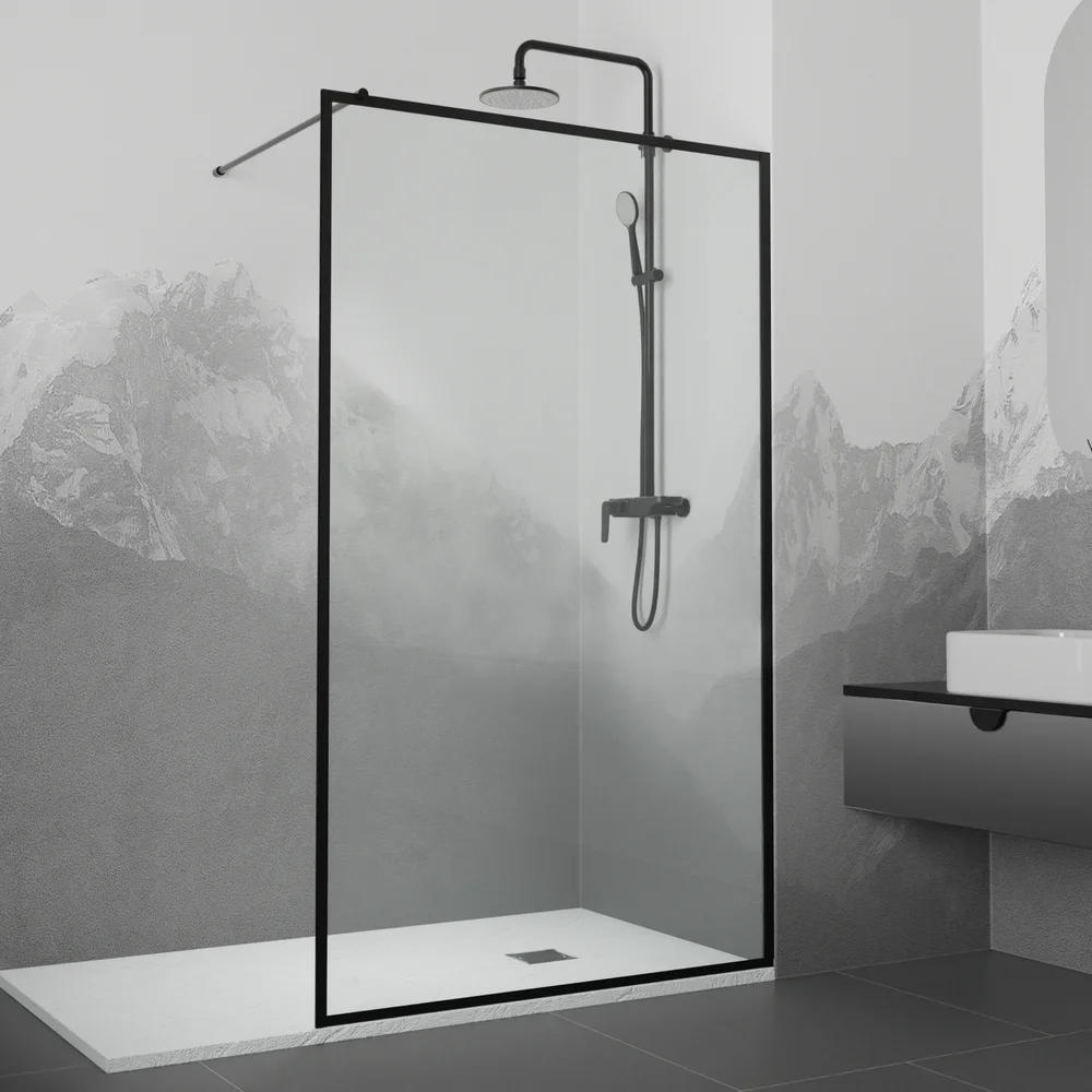 Душевая перегородка RGW Walk In WA-012B 100х200 профиль черный стекло прозрачное 35101210-84 - 0