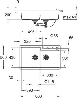 Мойка кухонная Grohe K500 31649AP0 - 4