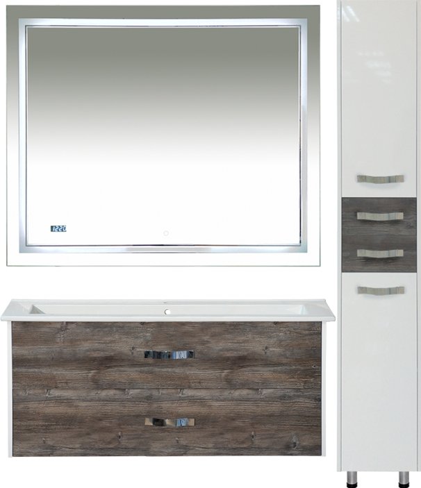 Тумба с раковиной Misty Норд 105 подвесная, белая, сосна пасаден - 3