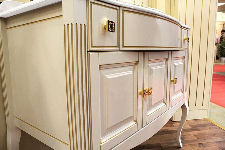 Тумба с раковиной Opadiris Лаура 100 белая с патиной, с раковиной из литьевого мрамора - 6