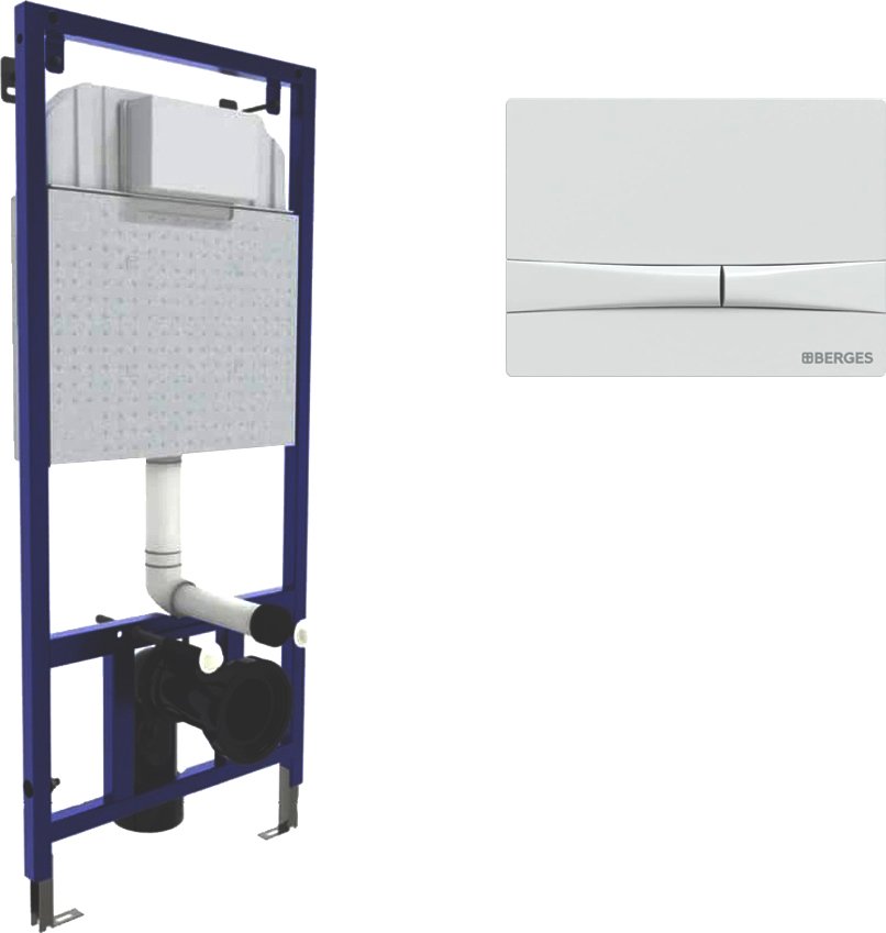 Система инсталляции для унитазов Berges Wasserhaus Novum 040250 с кнопкой смыва, белая - 0