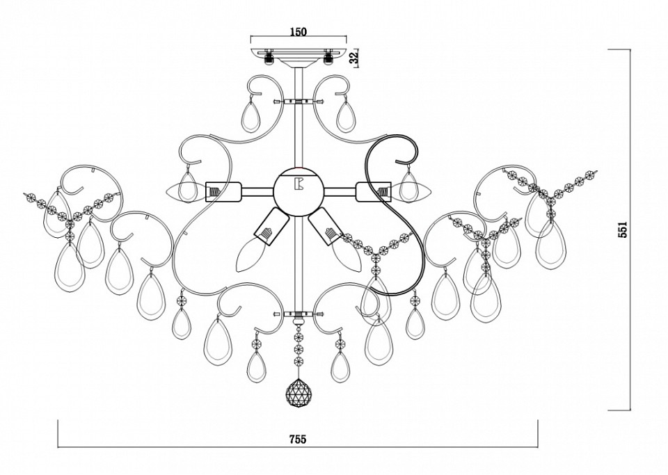 Потолочная люстра Freya Chabrol FR2302-CL-09-WG - 3