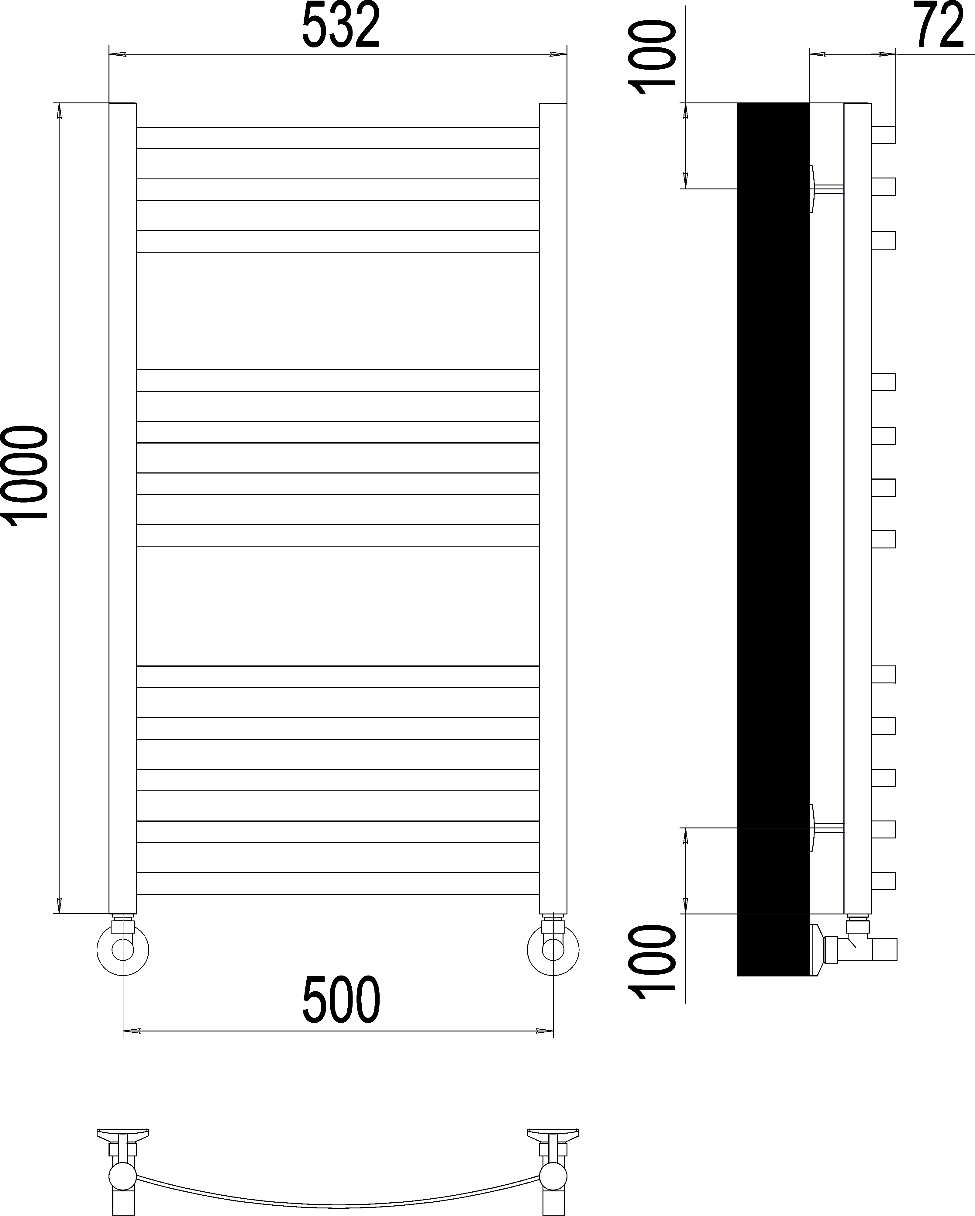 Водяной полотенцесушитель Terminus Авиэль П12 500х1000 Хром 4670078529213 - 2