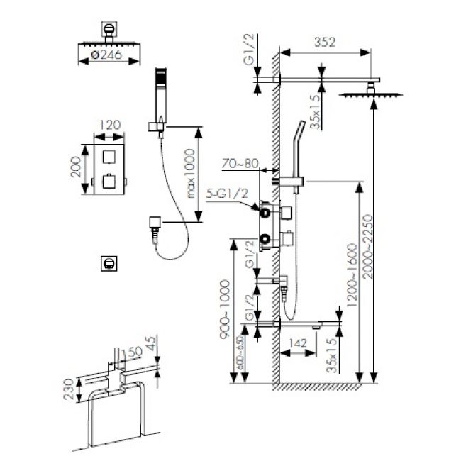 Смеситель для ванны с душем  KAISER Sonat  34577 - 1
