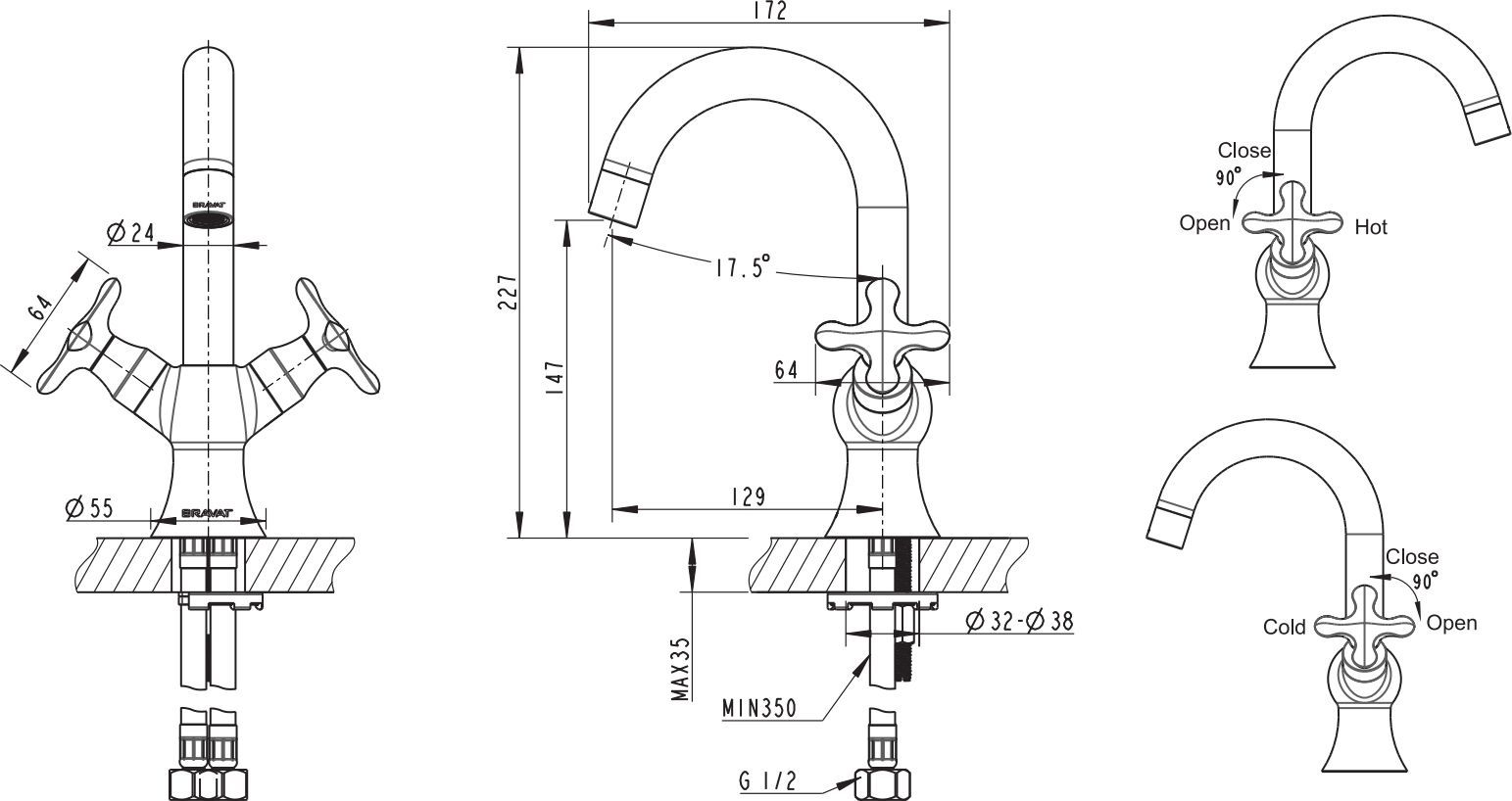 Смеситель Bravat Summer Rain F177111C-1 для раковины - 2