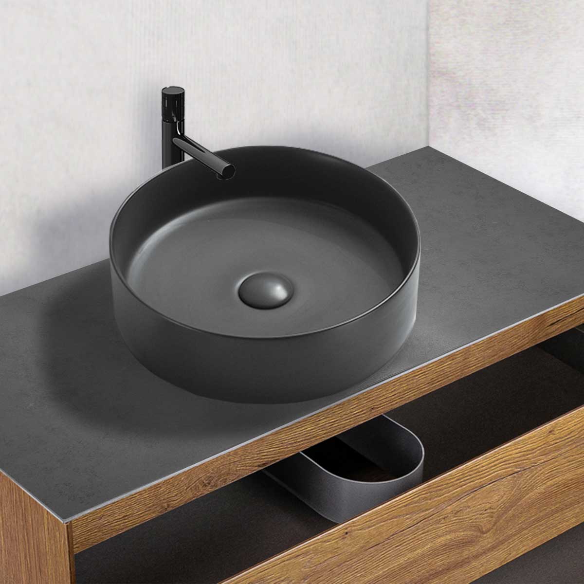 Накладная раковина Vincea 40х40 серая матовая VBS-216MA - 1