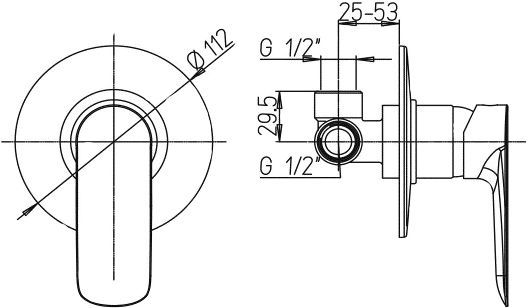 Смеситель для душа Paini Nove 09CR690 С ВНУТРЕННЕЙ ЧАСТЬЮ - 1