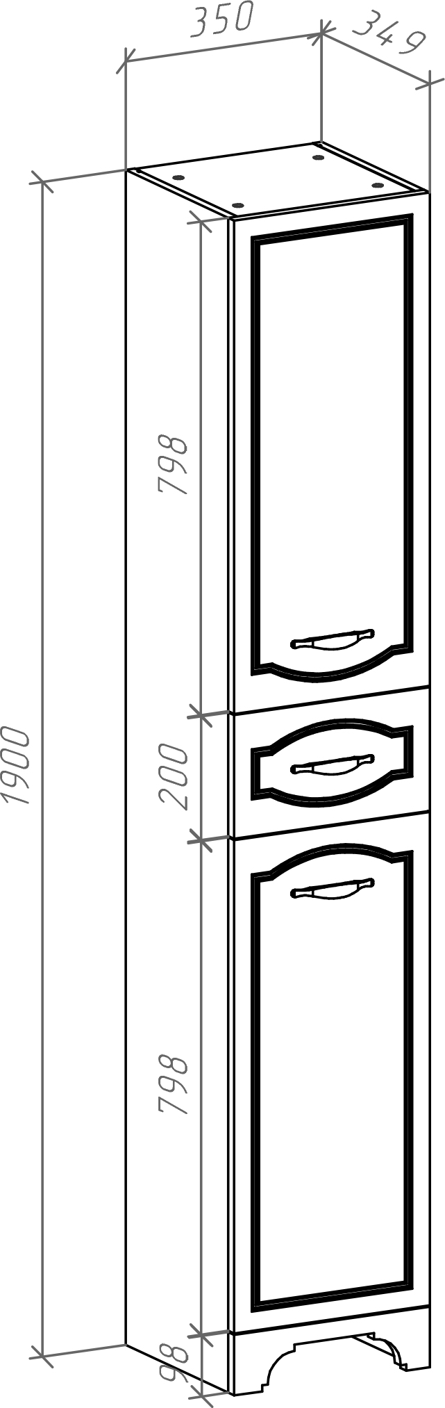 Шкаф-пенал Bellezza Тиффани 35 белый 4620504100011 - 1