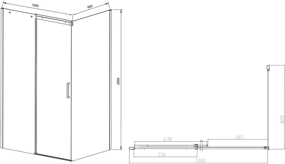 Душевой уголок Vincea Dice 130х80 профиль хром стекло прозрачное VSR-4D8013CL - 3