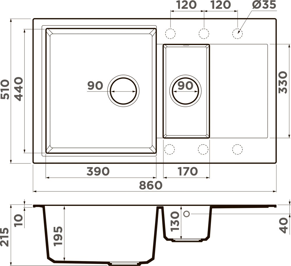 Мойка кухонная Omoikiri Daisen 86-2-SA бежевая 4993478 - 1