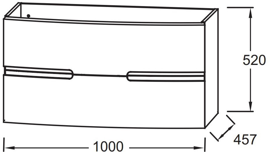 EB1889RU-G98 Nona Мебель с интегрированными ручками, глянцевый темно-синий, 100 см, 2 ящика - 1
