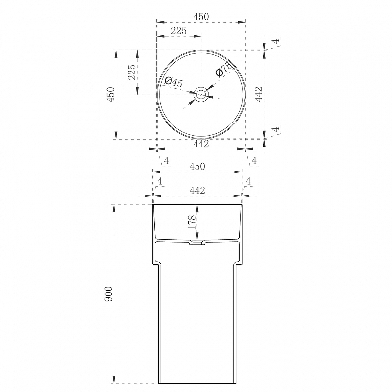 Напольная раковина Abber Kristall 45 бирюзовая AT2701Aquamarin - 2