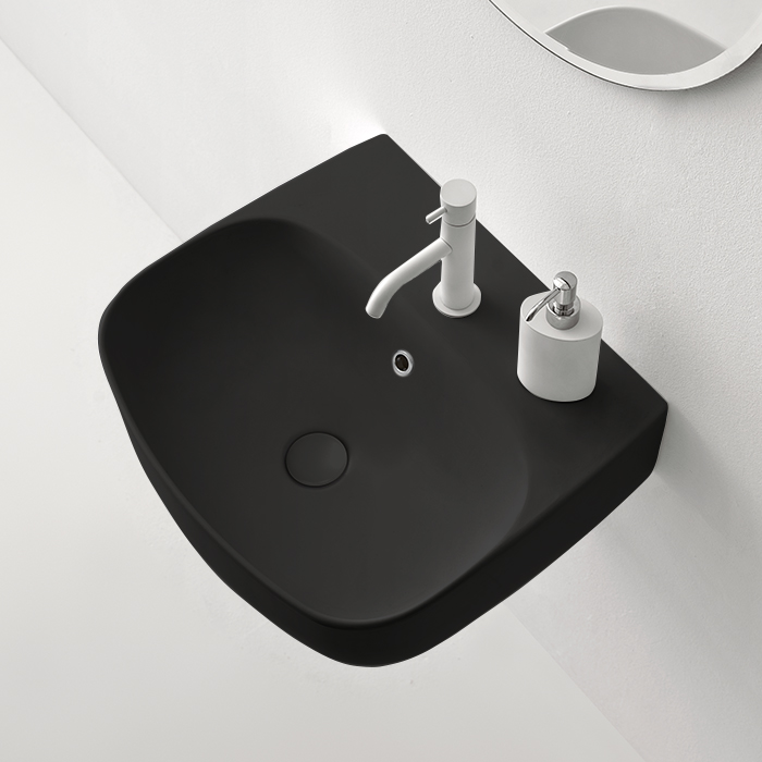 Kerasan Nolita Раковина подвесная/накладная 50х45 см, с 1 отв под смеситель, цвет черный матовый 534031*1 - 0