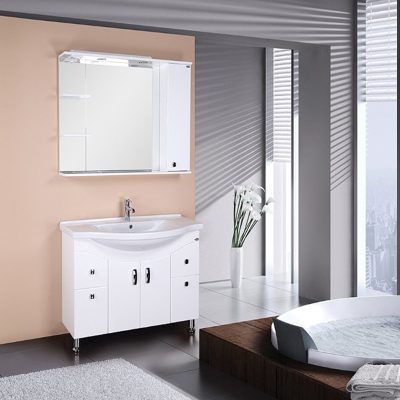 Зеркало-шкаф Onika Эльбрус 100 R с подсветкой белый  210004 - 1