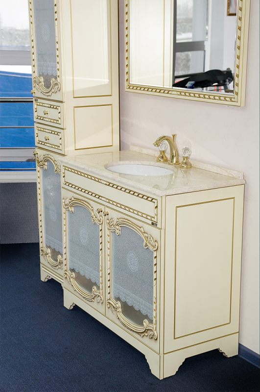 Тумба под раковину Misty Элис 80 бежевая с золотом Л-Эли01080-033Пр - 8