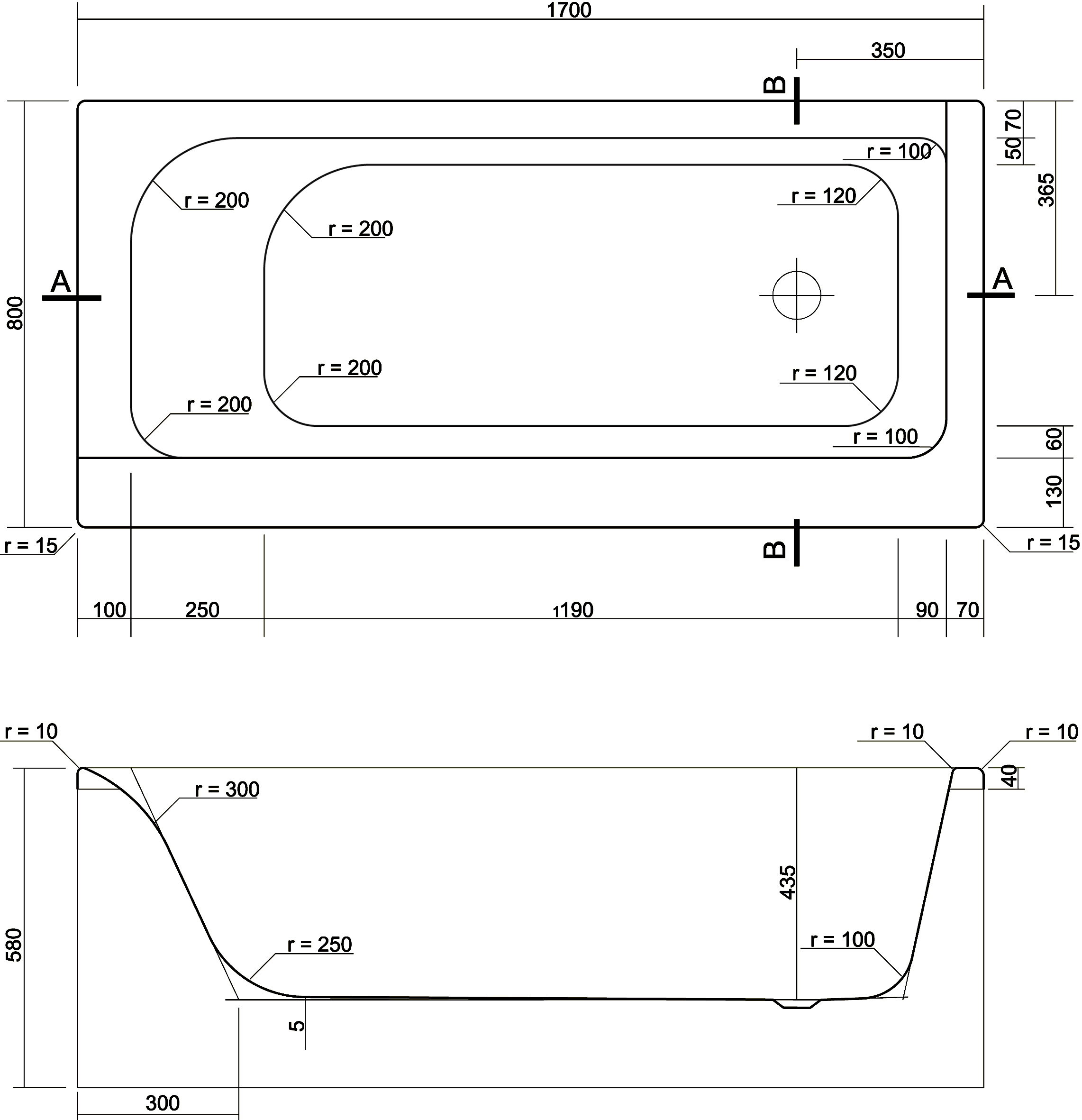 Акриловая ванна Cersanit Smart 170 L 63350 - 12