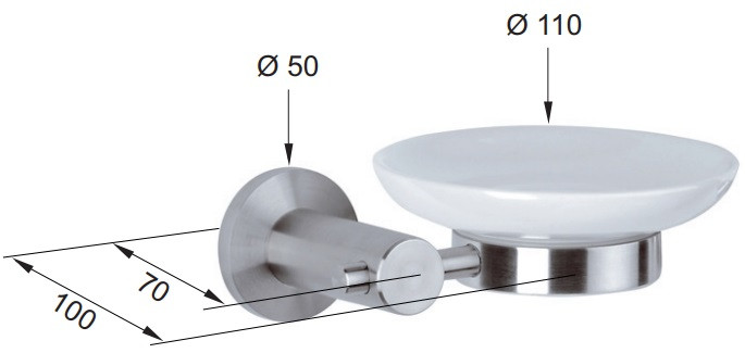 Remer Minimal Мыльница настенная с держателем керамика MI10INOXCR - 1