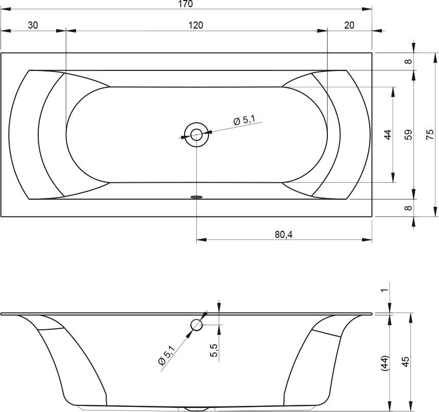 Акриловая ванна Riho Linares Velvet 170х75 B141001105 - 1
