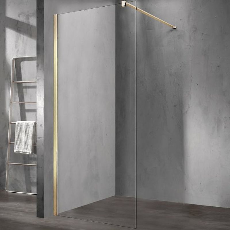 Душевая перегородка Vincea Walk-In 90х200 золото стекло прозрачное VSW-1H900CLG - 0