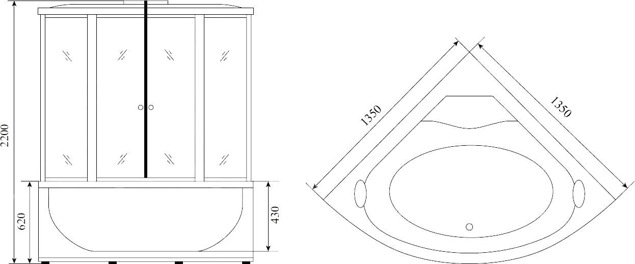 Душевая кабина Timo Standart 135x135 см  T-1135 - 2