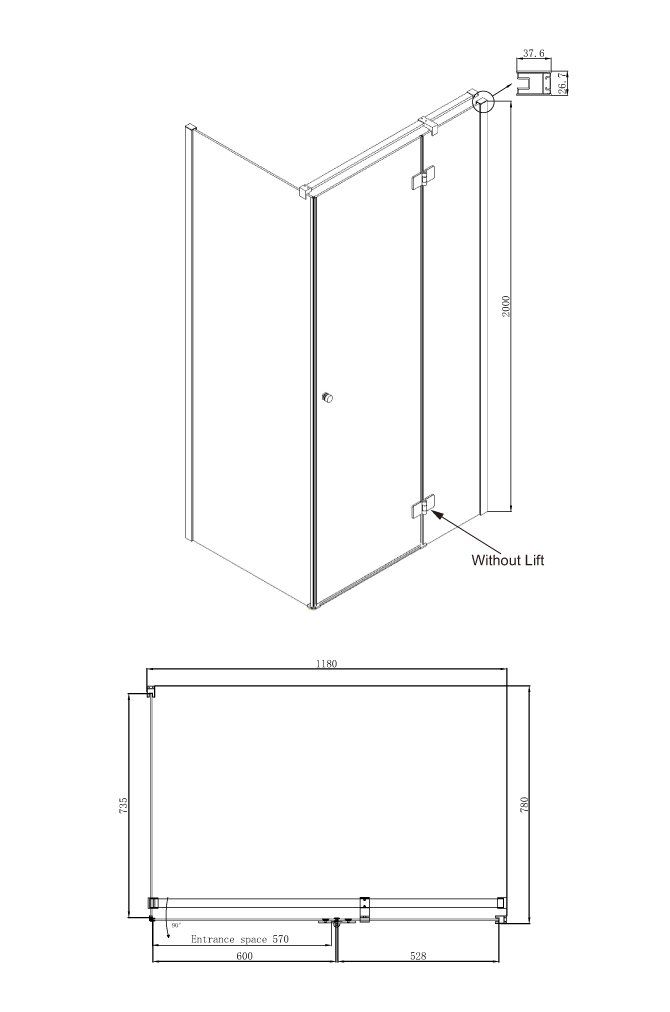 Душевой уголок Ambassador Diamond 12011104R 120х80 см - 9