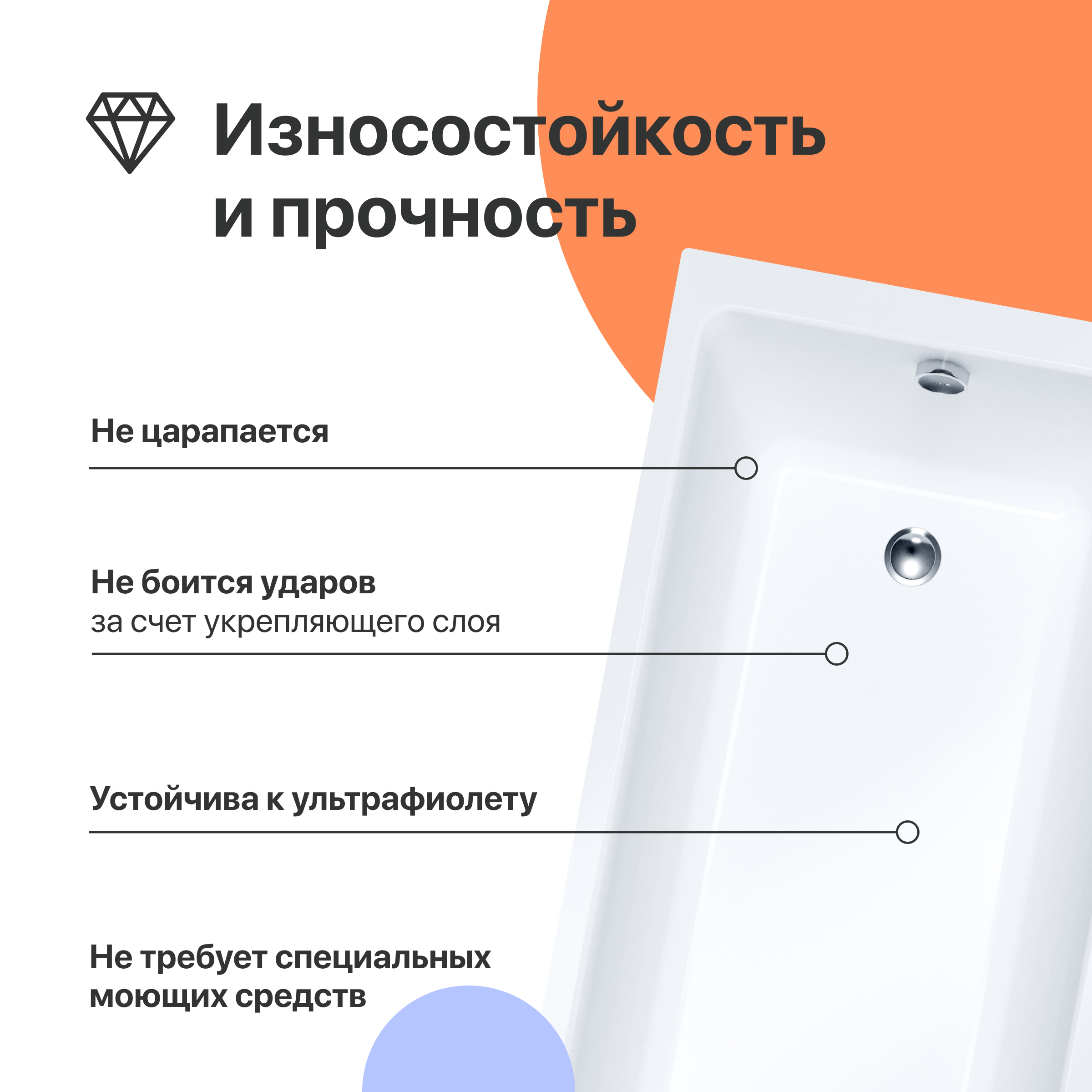 Акриловая ванна DIWO Суздаль 180x80 прямоугольная, пристенная, российская, с каркасом 568542 - 2