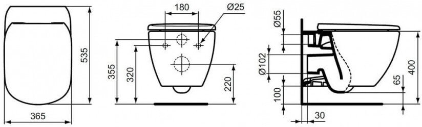 Чаша для подвесного унитаза Ideal Standard Tesi белый, без сиденья  T0079V1 - 1