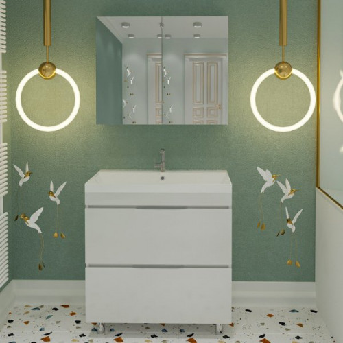 Тумба под раковину напольная Stella Polar Памелла 100 белая SP-00000808 - 1