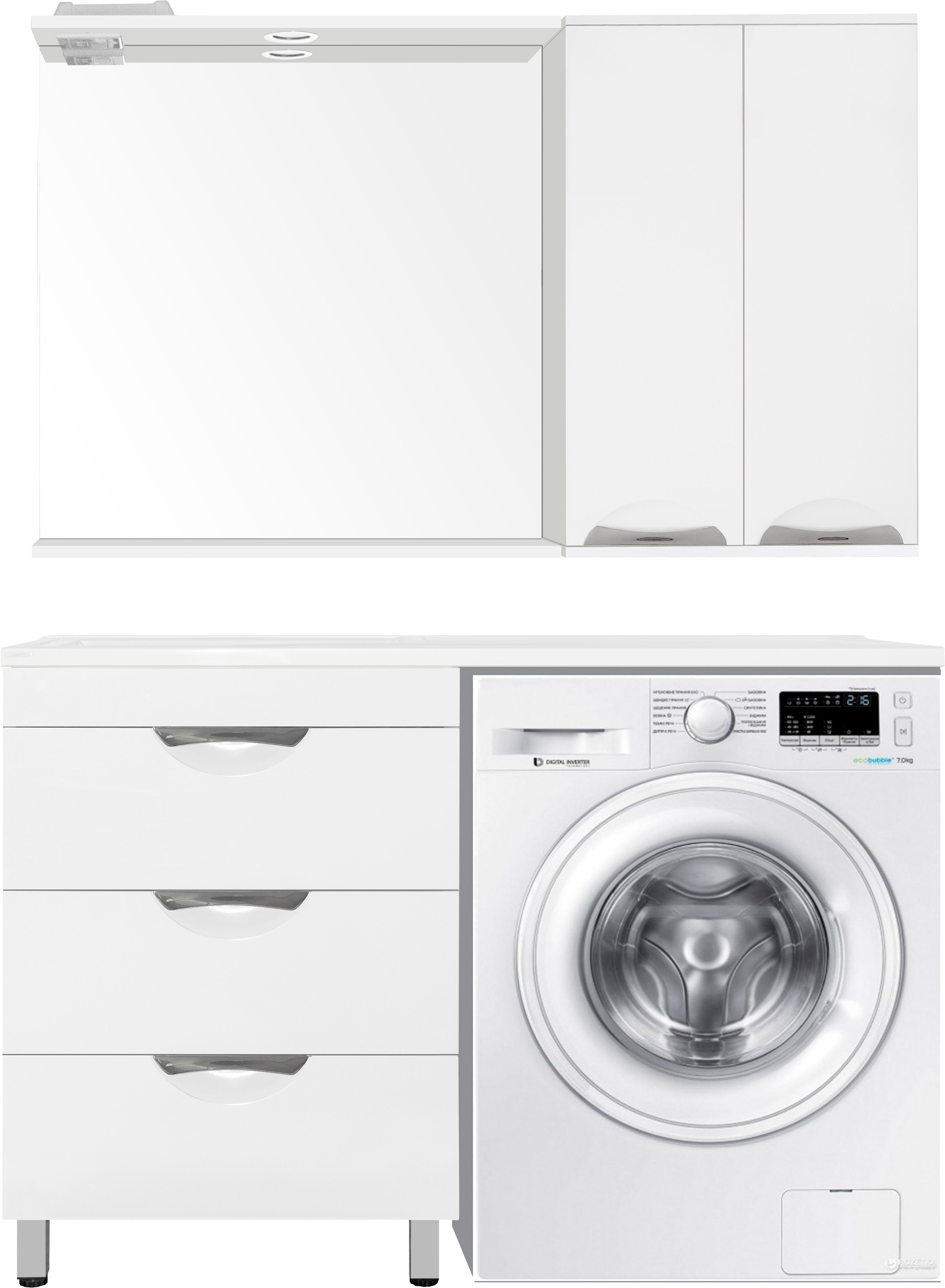 Тумба для комплекта Style Line Жасмин 60 Люкс Plus белая, для стиральной машины ЛС-00000644 - 1