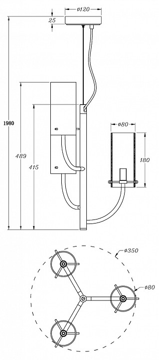 Подвесная люстра Maytoni Arco MOD223PL-03BS - 3