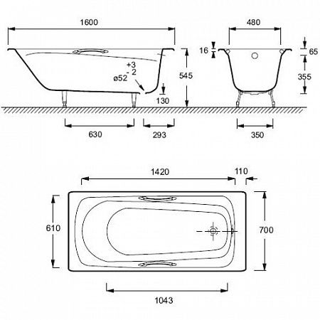Чугунная ванна Jacob Delafon Melanie 160x70 см  E2935-00 - 4