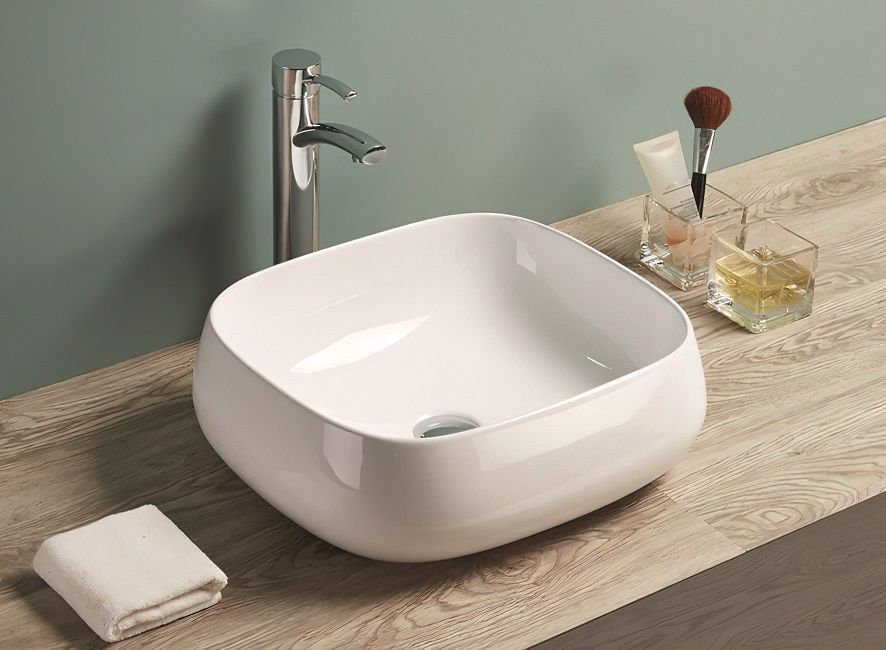 Раковина керамическая накладная AM-78103, цвет белый, 450х400х145 - 0