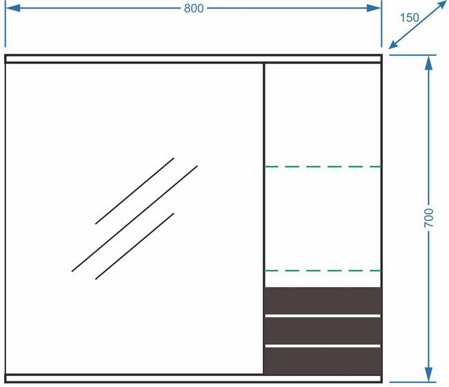 Зеркало-шкаф Stella Polar Алисия 80 белый - темное дерево SP-00000458 - 4