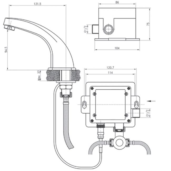 Смеситель для раковины KAISER Sensor  38111 - 1