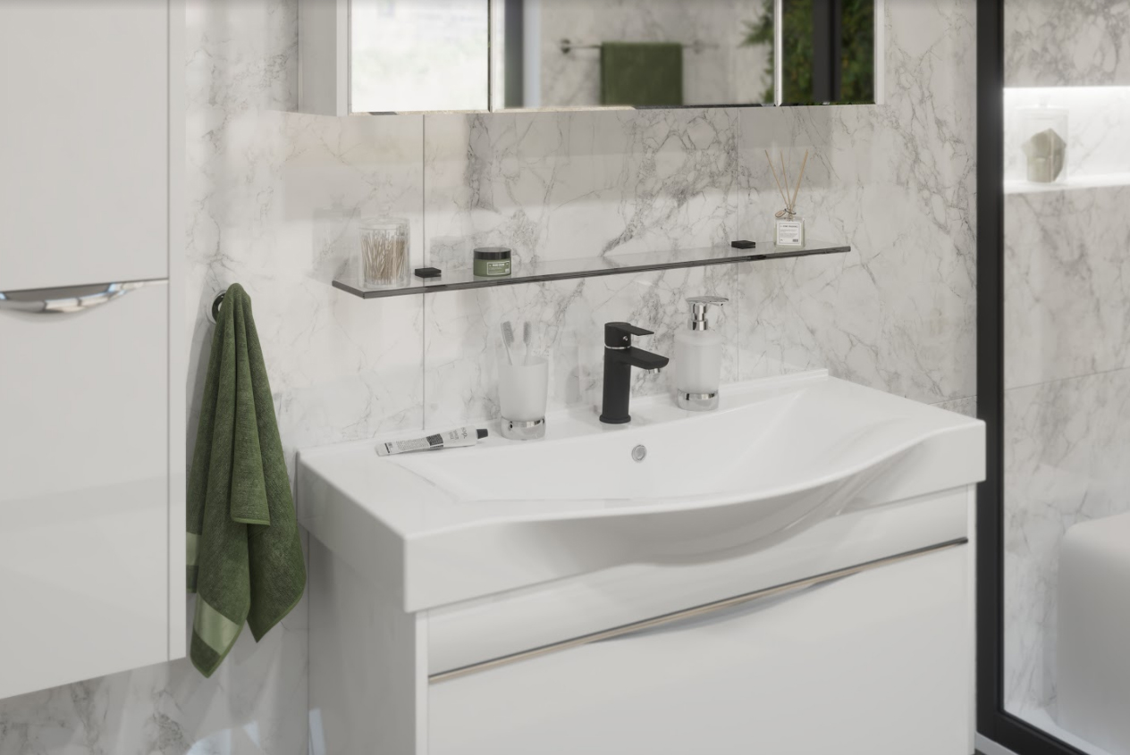 Полка STWORKI Glass Shelf 90 полкодержатели черные 3GW265TTKK000 - 1