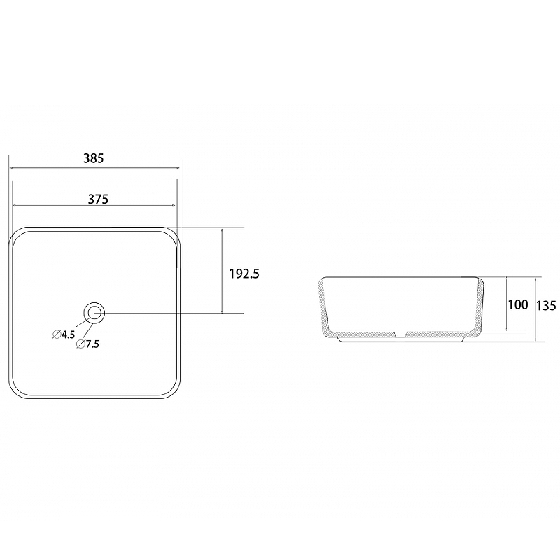 Накладная раковина Abber Rechteck 39 белая матовая AC2211 - 1