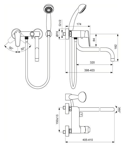 Смеситель для ванны Vidima Balance хром  BA268AA - 1