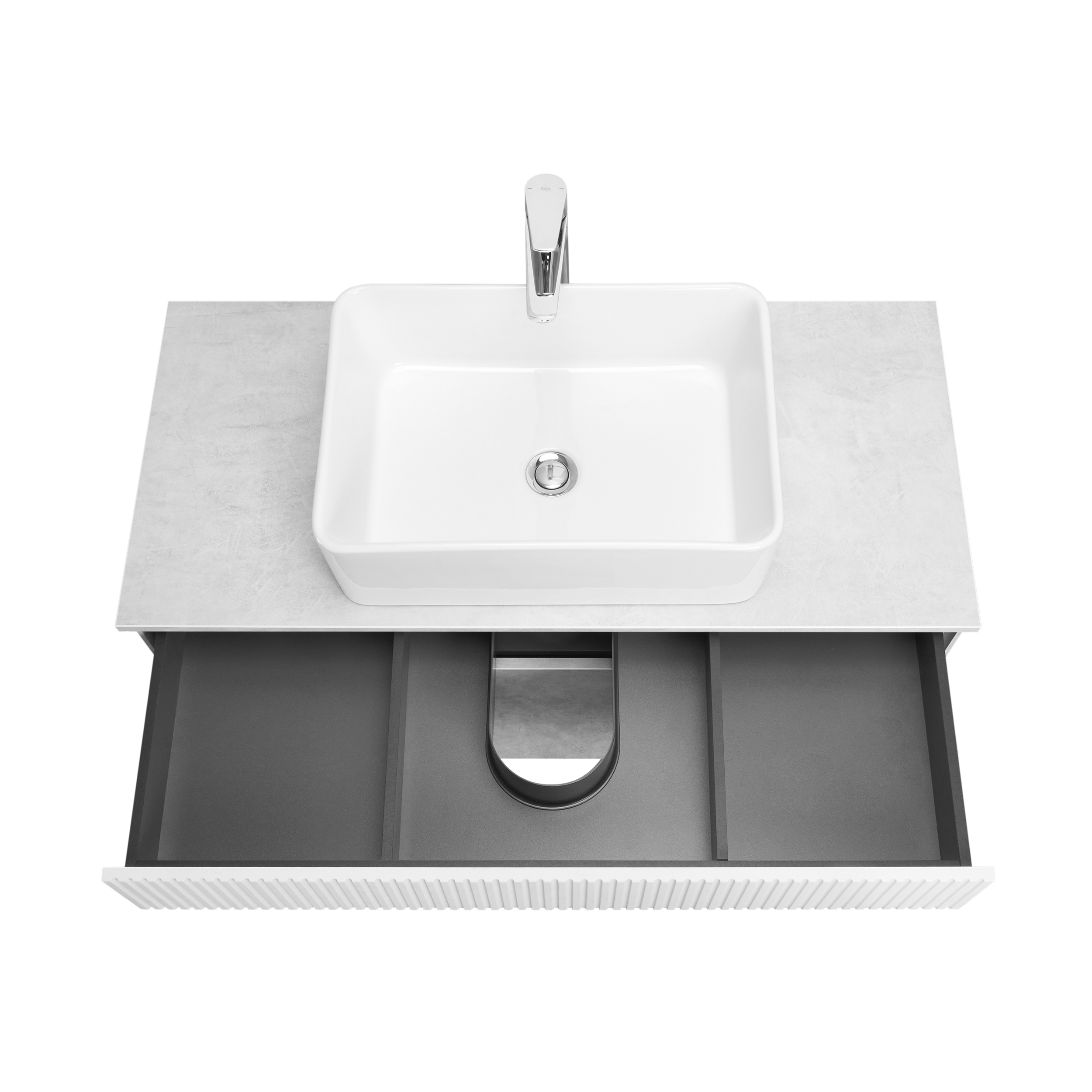 Тумба под раковину Aquaton Марбл 100 белый-серый 1A276301MH4C0 - 14